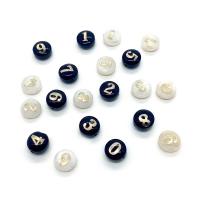 Natural Freshwater Shell Beads Flat Round DIY & with number pattern 8mm Sold By PC