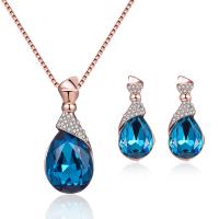 Rhinestone Jewelry Sets Stud Earring & necklace Zinc Alloy with Glass Rhinestone plated 2 pieces & for woman & with rhinestone nickel lead & cadmium free 10*26mm 13*31mm Length Approx 15.75 Inch Sold By Set