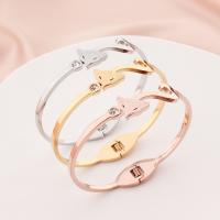 304 Stainless Steel Cuff Bangle, polished, fashion jewelry & for woman & with rhinestone, more colors for choice, 3mm, Inner Diameter:Approx 60mm, Sold By PC