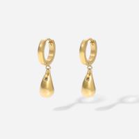 Huggie Hoop Drop Earring 304 Stainless Steel Teardrop Vacuum Ion Plating fashion jewelry & for woman golden Sold By Pair