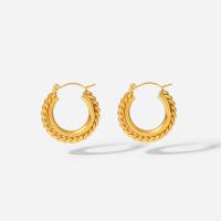 Titanium Staal Earring, Donut, mode sieraden & voor vrouw, gouden, 27x27mm, Verkocht door pair