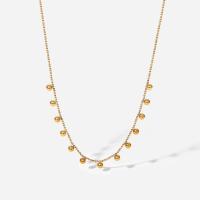 Stainless Steel Jewelry Necklace 304 Stainless Steel with 4.3cm extender chain Round Vacuum Ion Plating Adjustable & fashion jewelry & for woman golden 4mm 1mm Length 39 cm Sold By PC