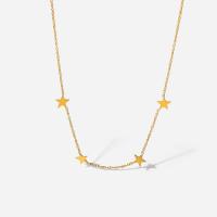 Stainless Steel Jewelry Necklace 304 Stainless Steel with 4.5cm extender chain Star Vacuum Ion Plating Adjustable & fashion jewelry & for woman golden 8mm 2mm Length 40 cm Sold By PC