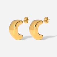Boucle d'oreille Acier Titane, bijoux de mode & pour femme, doré, 15x21mm, Vendu par paire