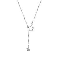 Argent sterling 925 collier, Plaqué de platine, pavé de micro zircon & pour femme, Longueur:Environ 17.7 pouce, Vendu par PC