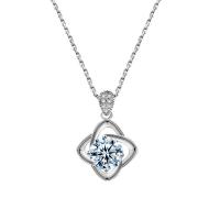 925 Sterling Silver Necklaces, pendant & necklace, with Moissanite, platinum plated, different styles for choice & for woman, 12.80x18.50mm, Length:Approx 17.7 Inch, Sold By PC