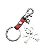 Bag Purse Charms Keyrings Keychains, Titanium Steel, with Full Grain Cowhide Leather, Unisex, more colors for choice, 30x40mm, Sold By PC