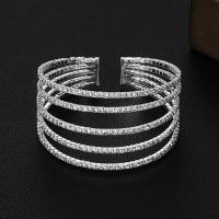 Zinc Alloy Cuff Bangle plated multilayer & for woman & with rhinestone 60mm Sold By PC