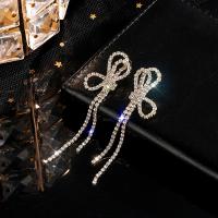 Zinc Alloy Drop Earring plated & for woman & with rhinestone Sold By Pair