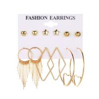Zinc Alloy Earring Set gold color plated 6 pieces & for woman Sold By Set