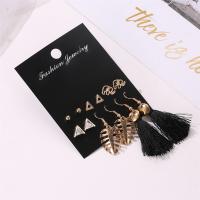 Tibetan Style Earring Set, with Plastic Pearl, gold color plated, 6 pieces & different styles for choice & micro pave cubic zirconia & for woman, more colors for choice, Sold By Set