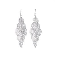 Zinc Alloy Drop Earring Leaf plated fashion jewelry & for woman & hollow 90mm Sold By Lot