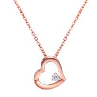 Cubic Zircon Micro Pave 925 Sterling Silver Necklace Heart plated micro pave cubic zirconia & for woman & hollow Length Approx 17.7 Inch Sold By PC