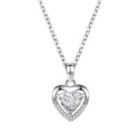 Cubic Zircon Micro Pave 925 Sterling Silver Necklace, platinum plated, micro pave cubic zirconia & for woman, more colors for choice, 11.50x17mm, Length:Approx 17.7 Inch, Sold By PC
