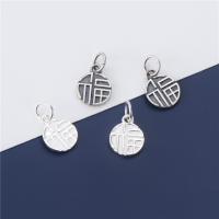 925 Sterling Silver Pendant Flat Round DIY & with letter pattern Approx 4.2mm Sold By PC