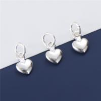 925 Sterling Silver Pendant Heart DIY & smooth silver color Approx 4mm Sold By PC
