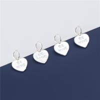 925 Sterling Silver Pendant Heart DIY & with letter pattern silver color Approx 4.2mm Sold By PC