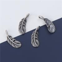925 Sterling Silver Pendant, Feather, vintage & DIY, 7.20x20.20mm, Hole:Approx 3.2mm, Sold By PC