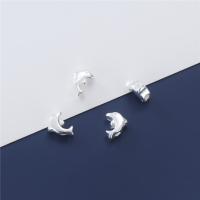 925 Sterling Silver Beads, Dolphin, DIY, silver color, 5.80x7.50mm, Hole:Approx 1.2mm, Sold By PC