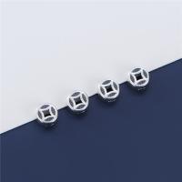 925 Sterling Silver Beads, Ancient Chinese Coin, vintage & DIY & hollow, 6x3mm, Hole:Approx 1.4mm, Sold By PC