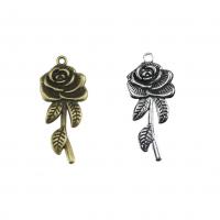 Zinc Alloy Flower Pendants Rose plated DIY nickel lead & cadmium free Sold By PC