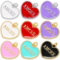 Brass Heart Pendants, plated, different designs for choice & with letter pattern & enamel, more colors for choice, 21x20mm, Hole:Approx 2mm, Sold By PC