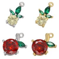 Cubic Zirconia Micro Pave Brass Pendant, Fruit, plated, different styles for choice & micro pave cubic zirconia, more colors for choice, Hole:Approx 1.2mm, Sold By PC