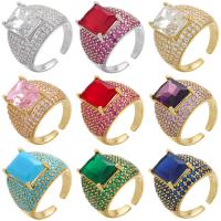 Cubic Zirconia Micro Pave Brass Ring, plated, Adjustable & micro pave cubic zirconia & for woman, more colors for choice, 21.50x20mm, Sold By PC