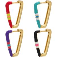 Brass Huggie Hoop Earring, gold color plated, for woman & enamel, more colors for choice, 17x22.50mm, Sold By Pair