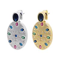 Cubic Zirconia Micro Pave Brass Earring plated micro pave cubic zirconia & for woman Sold By PC