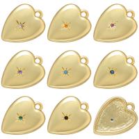 Cubic Zirconia Micro Pave Brass Pendant, Heart, plated, micro pave cubic zirconia, more colors for choice, 10x13mm, Hole:Approx 1.2mm, Sold By PC
