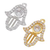 Cubic Zirconia Micro Pave 925 Sterling Silver Pendant, Brass, Hand, plated, micro pave cubic zirconia & hollow, more colors for choice, 12x16mm, Hole:Approx 1mm, Sold By PC