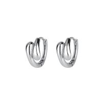 925 Sterling Silver Huggie Hoop Earring, plated, for woman, more colors for choice, 6x11mm, Sold By PC