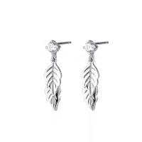 925 Sterling Silver Drop &  Dangle Earrings Leaf plated micro pave cubic zirconia & for woman Sold By Pair