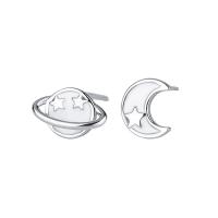 Asymmetric Earrings, 925 Sterling Silver, plated, for woman & enamel, more colors for choice, 9*6mm,6*7mm, Hole:Approx 1.7mm, Sold By Pair