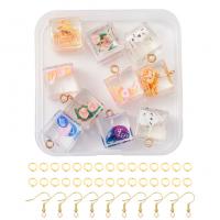 Resin Earring Finding Set, with Plastic Box & Tibetan Style, DIY, 73x74x25mm, Sold By Box