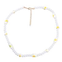 Plastic Pearl Necklace Zinc Alloy with Porcelain & Plastic Pearl with 2.2inch extender chain fashion jewelry & for woman nickel lead & cadmium free Length Approx 17.87 Inch Sold By PC