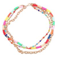 Multi Layer Necklace Zinc Alloy with Polymer Clay & Resin with 3.03inch extender chain fashion jewelry & multilayer & for woman multi-colored nickel lead & cadmium free Length Approx 15.82 Inch Sold By PC