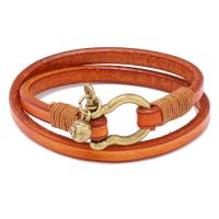 Cowhide Bracelet, with Tibetan Style, antique brass color plated, fashion jewelry & Unisex, more colors for choice, 410x6mm, Sold By PC