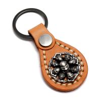 Schlüsselanhänger, Kuhhaut, mit Eisen & Zinklegierung, Schädel, plattiert, Modeschmuck & unisex, keine, 85x38mm, verkauft von PC