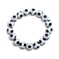 Resin Bracelets fashion jewelry & Unisex white and black 12mm Sold Per 18-19 cm Strand