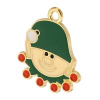 Zinc Alloy Christmas Pendants gold color plated Unisex & enamel green nickel lead & cadmium free Approx 2mm Approx Sold By Bag