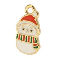 Tibetan Style Christmas Pendants, Snowman, gold color plated, Unisex & enamel, mixed colors, nickel, lead & cadmium free, 11x20x1mm, Hole:Approx 2mm, Approx 500PCs/Bag, Sold By Bag