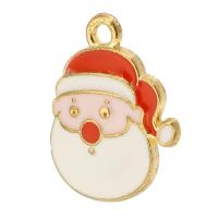 Tibetan Style Christmas Pendants, Santa Claus, gold color plated, Unisex & enamel, mixed colors, nickel, lead & cadmium free, 15x19x2mm, Hole:Approx 2mm, Approx 500PCs/Bag, Sold By Bag