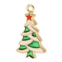 Zinc Alloy Christmas Pendants Christmas Tree gold color plated Unisex & enamel mixed colors nickel lead & cadmium free Approx 2mm Approx Sold By Bag