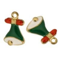 Zinc Alloy Christmas Pendants Christmas Bell gold color plated Unisex & enamel green nickel lead & cadmium free Approx 2mm Approx Sold By Bag