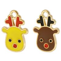Zinc Alloy Christmas Pendants Christmas Reindeer gold color plated Unisex & enamel nickel lead & cadmium free Approx 2mm Approx Sold By Bag