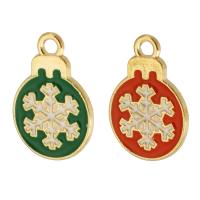 Zinc Alloy Christmas Pendants Flat Round gold color plated Unisex & enamel nickel lead & cadmium free Approx 2mm Approx Sold By Bag