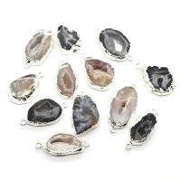Natural Agate Druzy Pendant Ice Quartz Agate with Brass irregular silver color plated DIY & 1/1 loop 12x25- Sold By PC