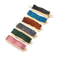 Ice Quartz Agate Connetor, with Brass, Rectangle, gold color plated, DIY & 1/1 loop, more colors for choice, 8x40-12x45mm, Sold By PC